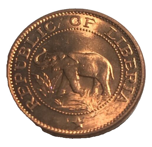 elf Liberia 1 Cent 1961 (P) Elephant Philadelphia Mint