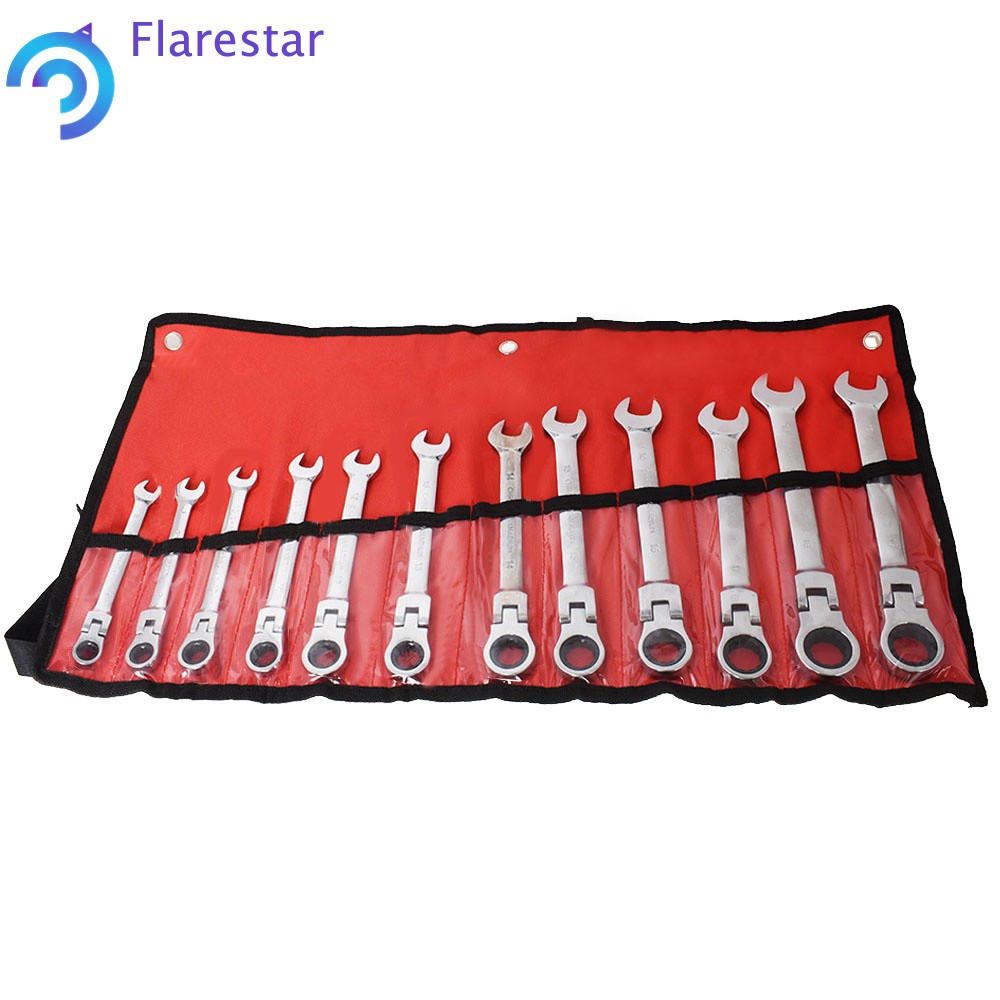 12Pcs Reversible Ratchet Wrench Ratcheting Socket Spanner Nut Tools 8‑19mm