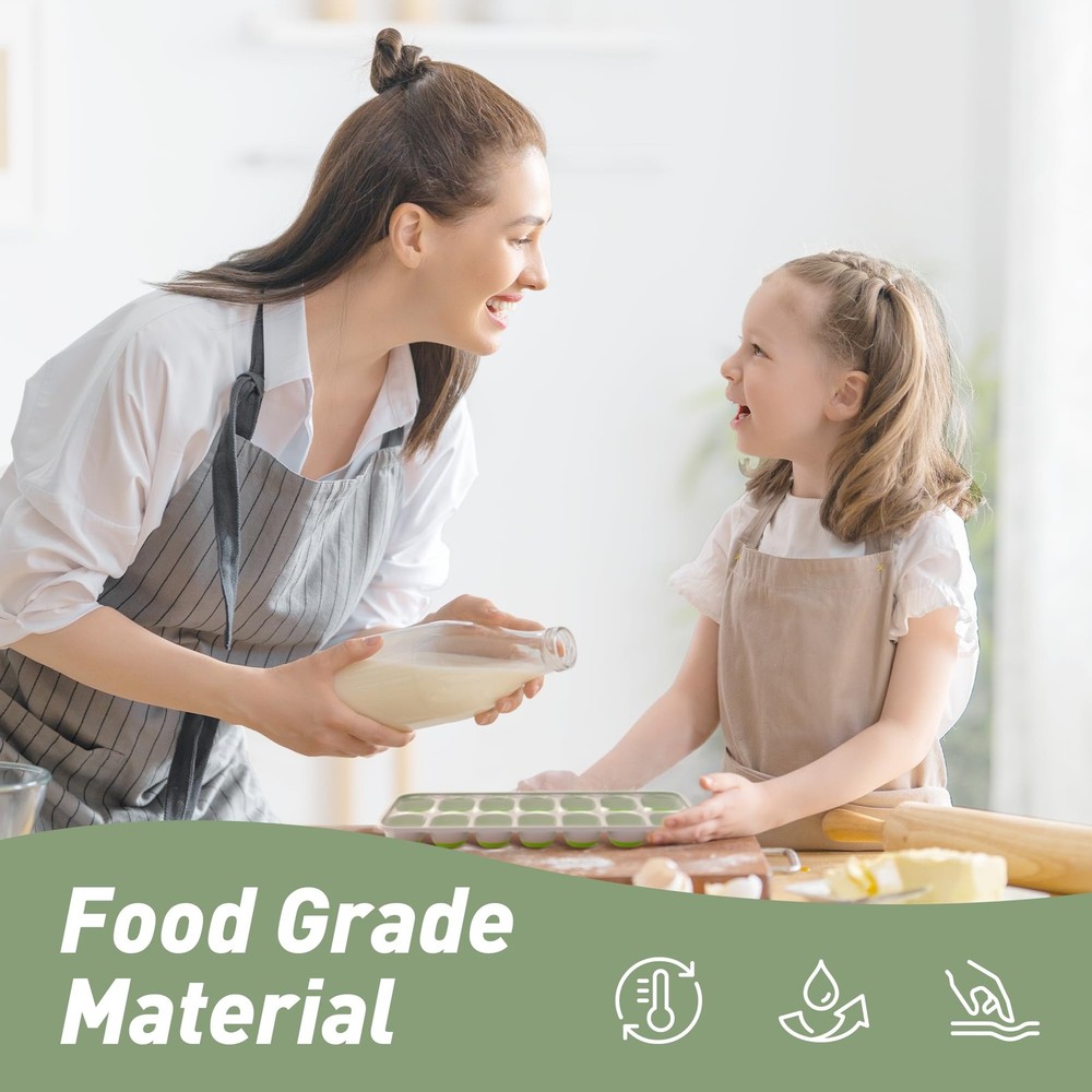 Ice Cube Tray with Lid, 4 Pack Durable Stackable Ice Cube Trays for Freezer New