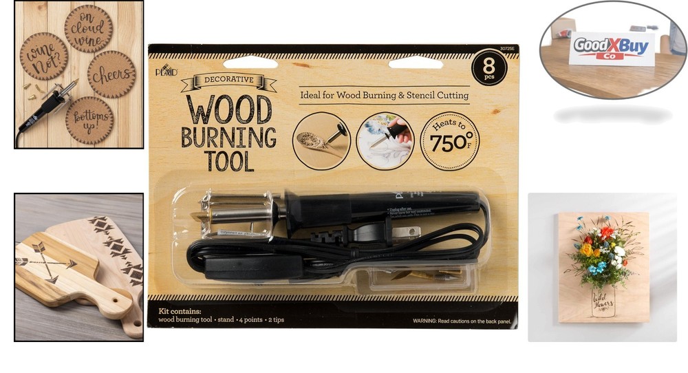 Wood Burning and Stencil Cutting Tool Set – Includes Tips & Stand for DIY Cra...