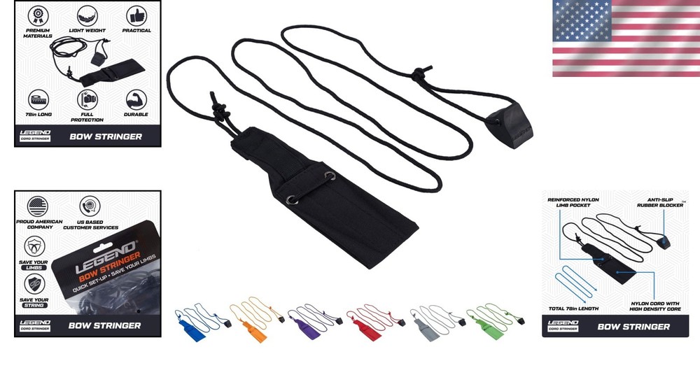 legend cord bow stringer - black limbsaver stringing tool for recurve bows