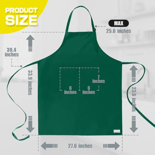 Extra Large Apron for Men Adjustable Bib Aprons with 2 Pockets 1 Pack Green
