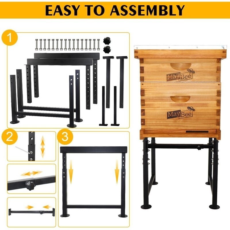 Adjustable Metal Bee Hive Stand Height Width Stable Beehive Frame Durable Tool