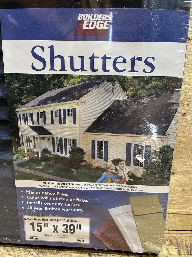 Builders Edge Blue Louvered Shutters