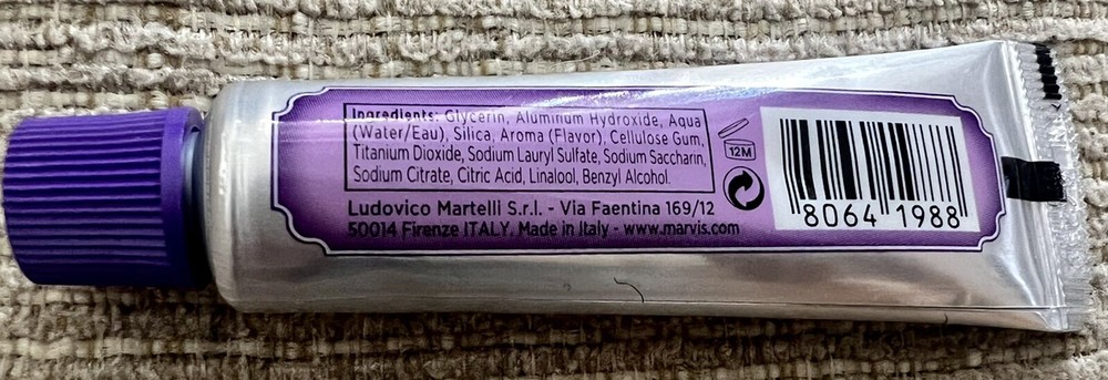 Marvis Jasmin Mint Travel Size Toothpaste 4 Pack. 0.5 Oz.