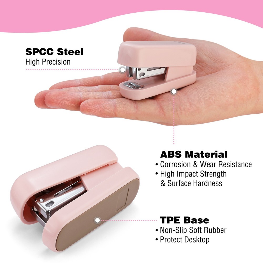 WORKPRO Mini Stapler with Staples, Pink Stapler Set 2000 Standard Stapler
