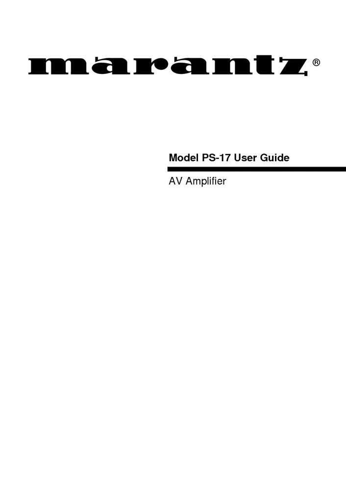 Marantz PS17 Amplifier Owners Manual