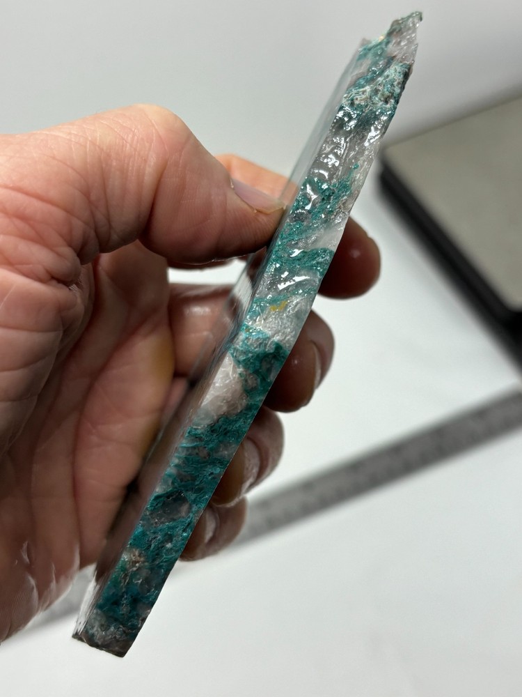 Spiderweb Chrysocolla in Quartz Slab Cabbing Lapidary Combo Ship Avail