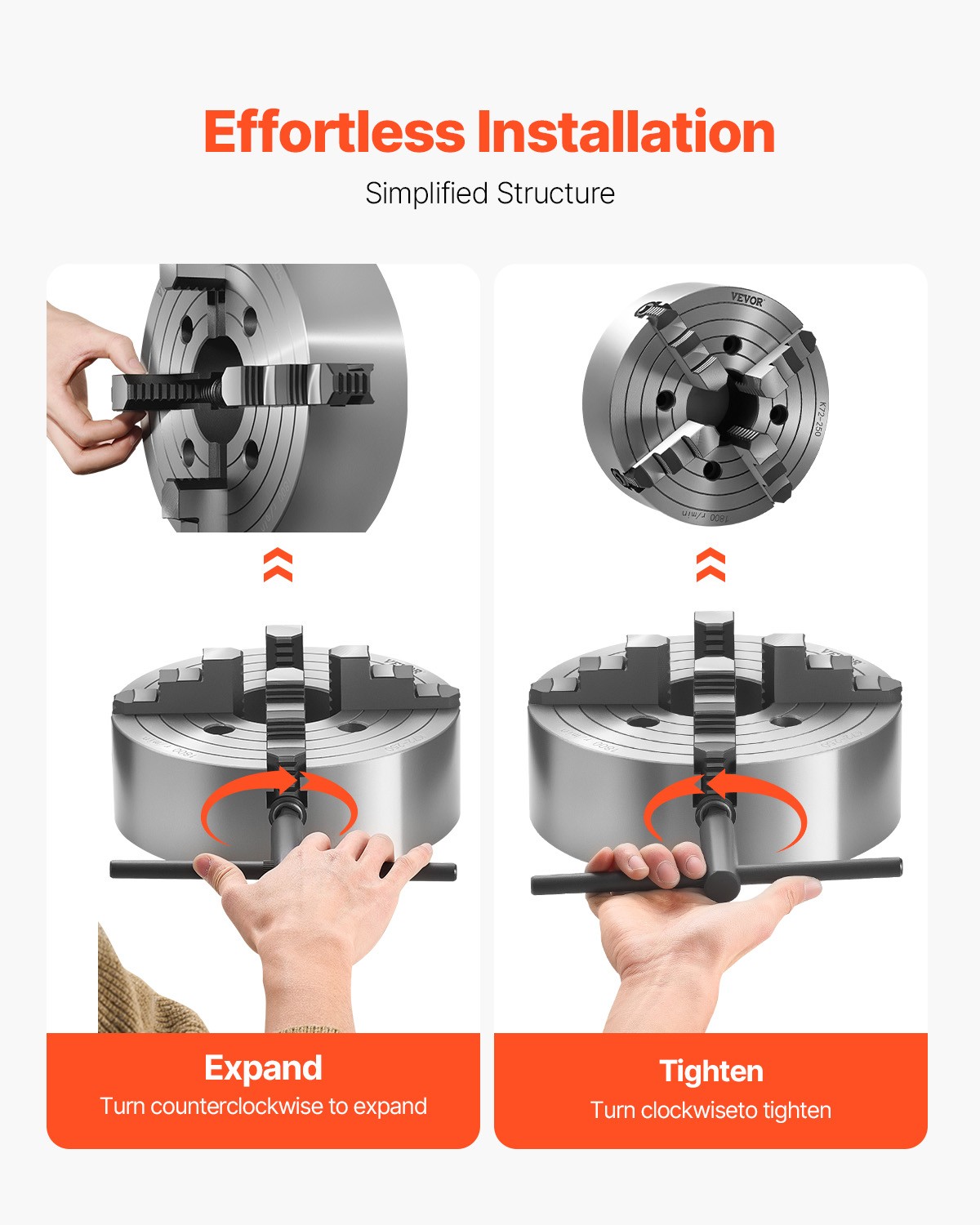 VEVOR 10 Inch 4-Jaw Self-Centering Lathe Chuck for Drilling Milling Machine