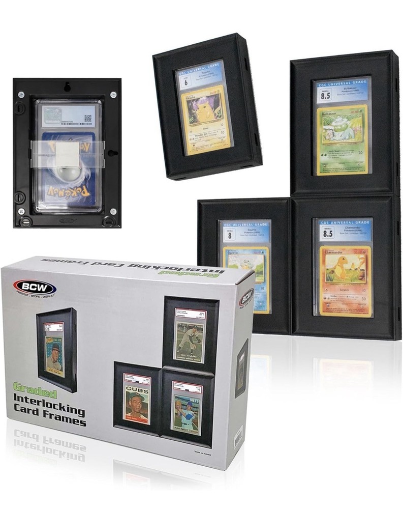 Interlocking Graded Card Frames - Black (4 Pack) - BCW Display Graded Cards