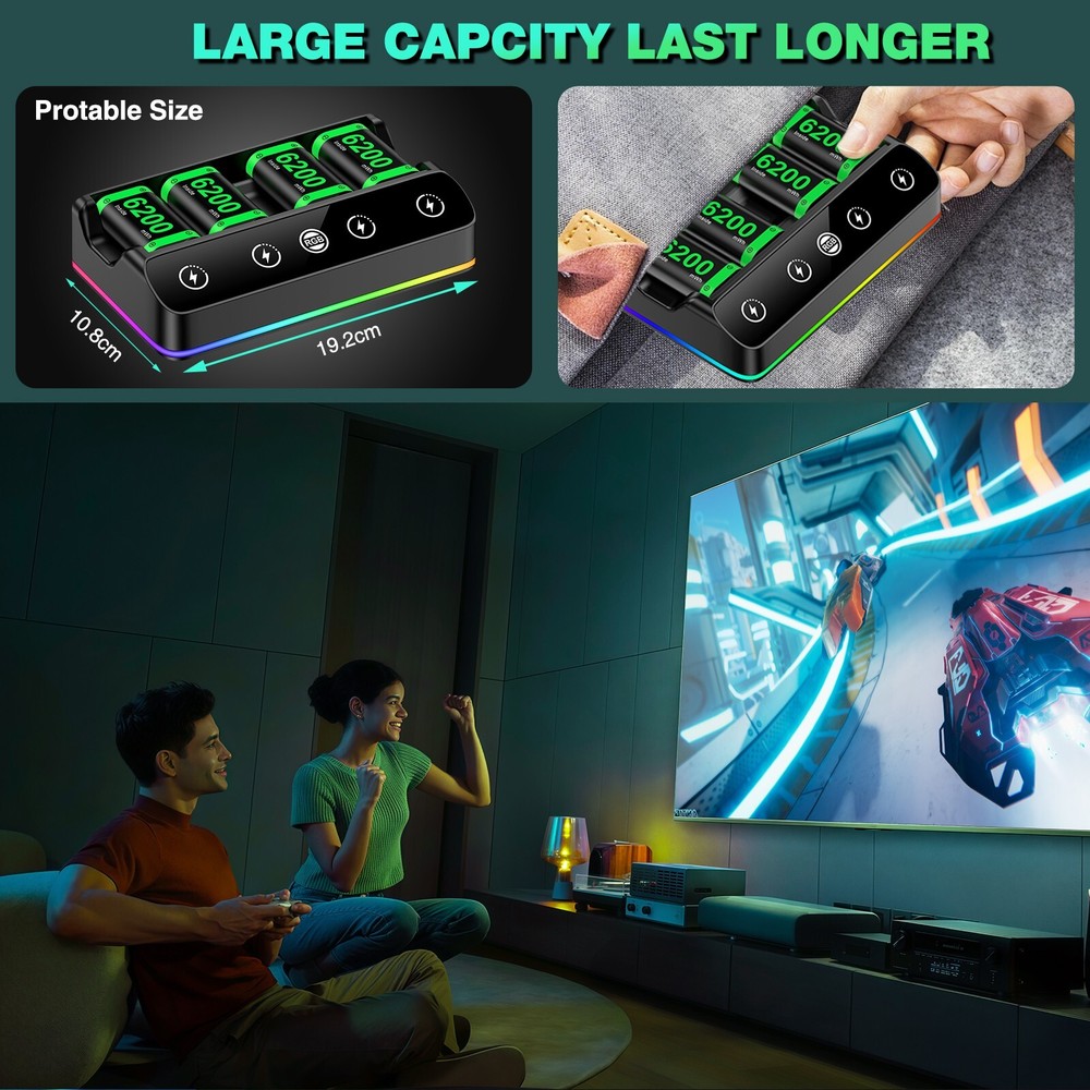 4*6200 mWh Rechargeable Controller Battery Pack for Xbox Series X|S/Xbox One
