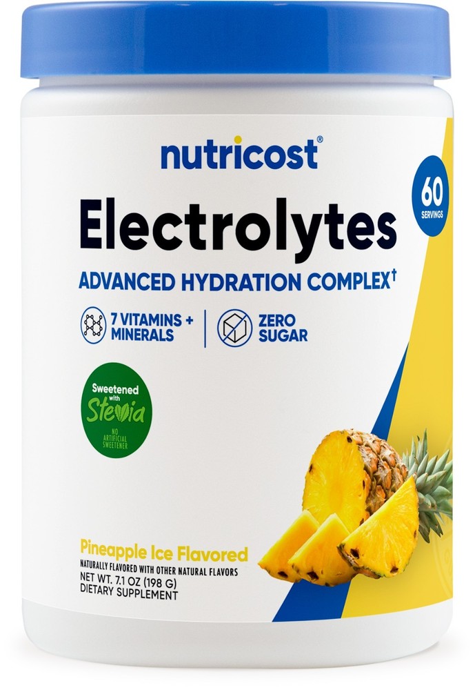 Nutricost Electrolytes Complex Powder (Pineapple Ice) 60 Servings - Zero Sugar
