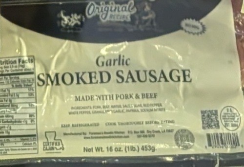 Foreman's Garlic Smoked Sausage 16 Oz (4 Pack)