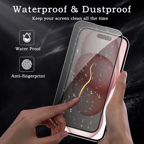 Privacy Screen Protector for iPhone 15, Shatterproof Tempered Glass