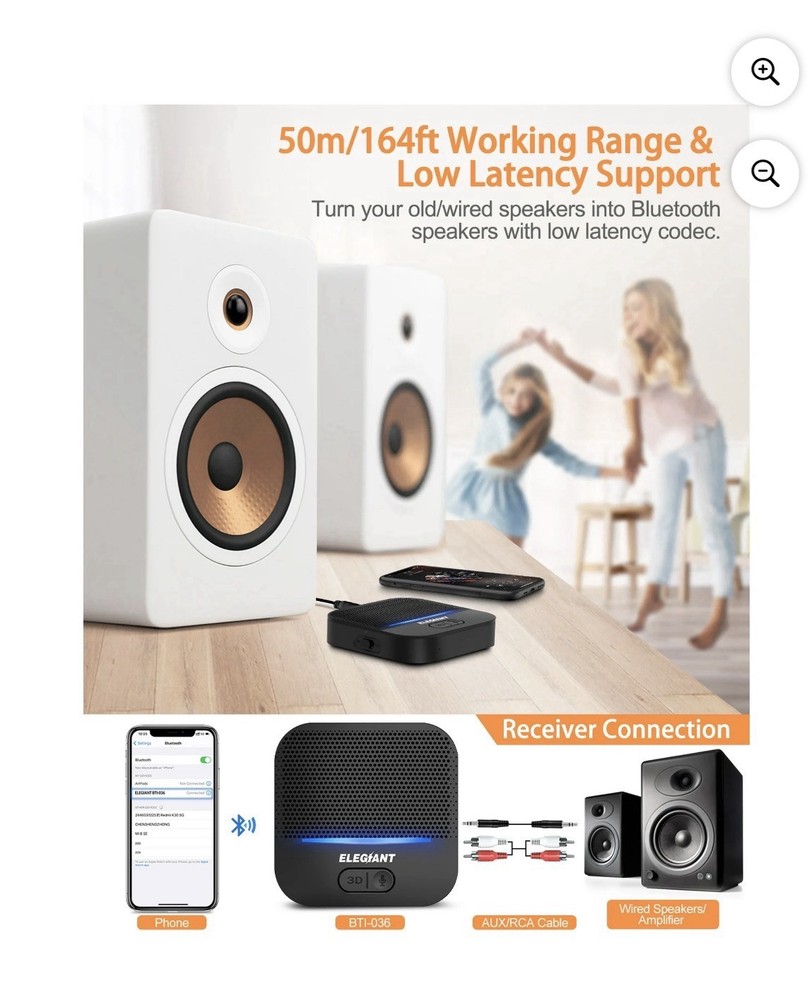 Elegiant Bluetooth Smart Receiver HIFI Wireless Audio Bluetooth 5.0 3D surround