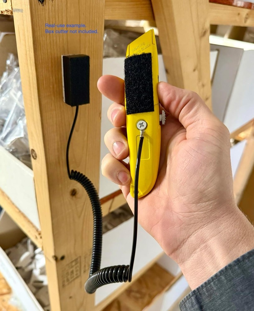 [5 Pack] Universal Coiled Security Cable - Box Cutter or Remote 5 PACK, Black