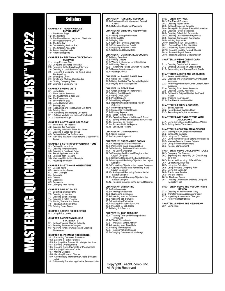 QUICKBOOKS PRO 2022 DELUXE Training Tutorial Course with Quick Reference Guide