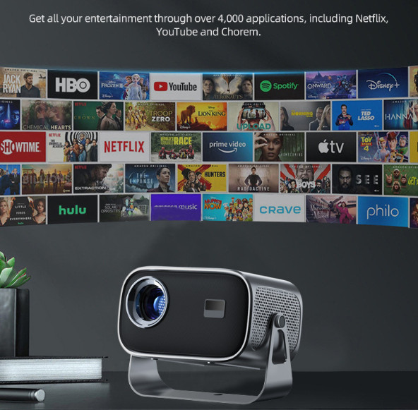 "Portable Cloud Projector 720P HD, 4K Decoding, WiFi & Bluetooth