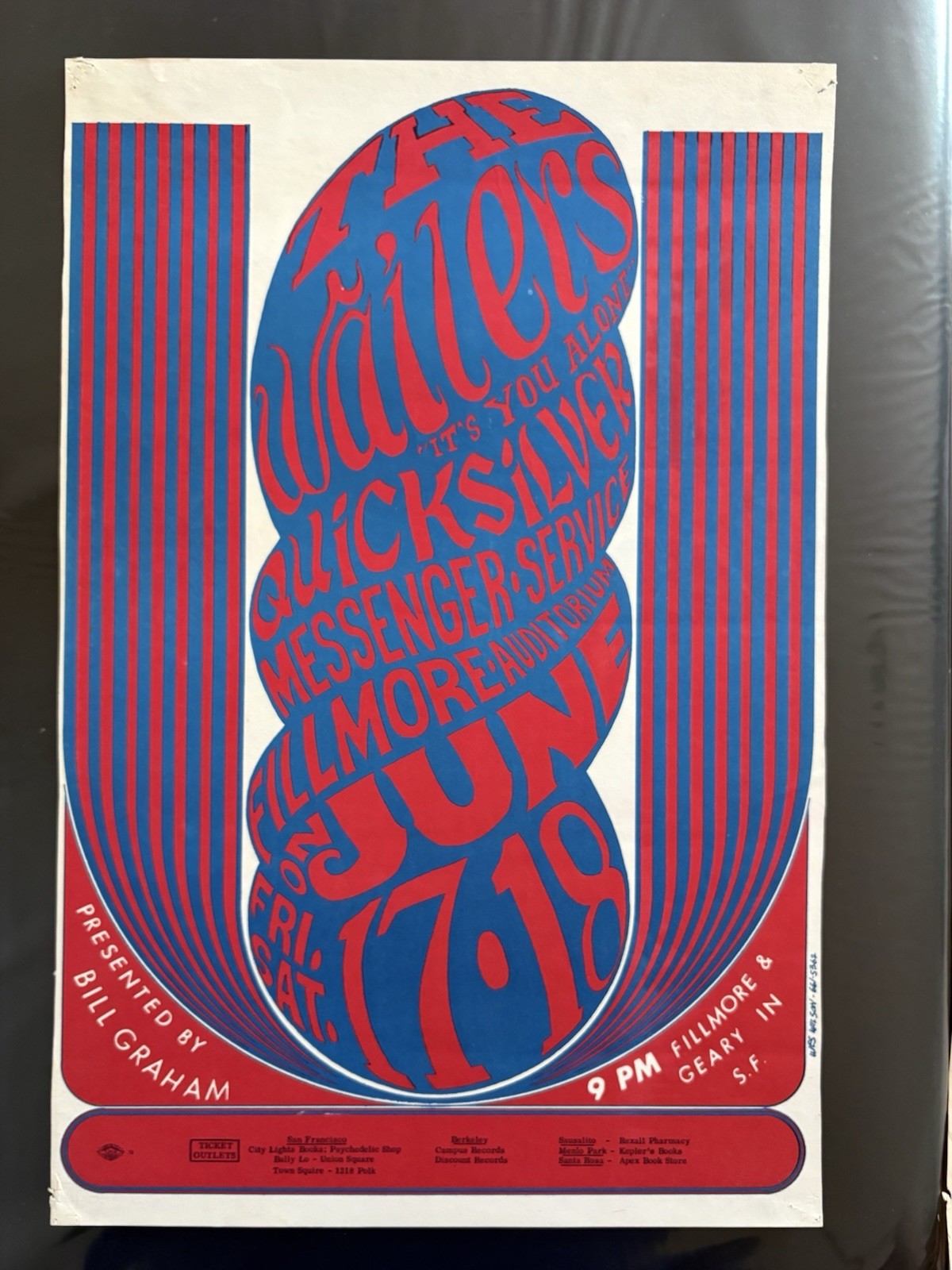1966 BG-11 The Wailers Fillmore Auditorium Original Concert Poster Bill Graham