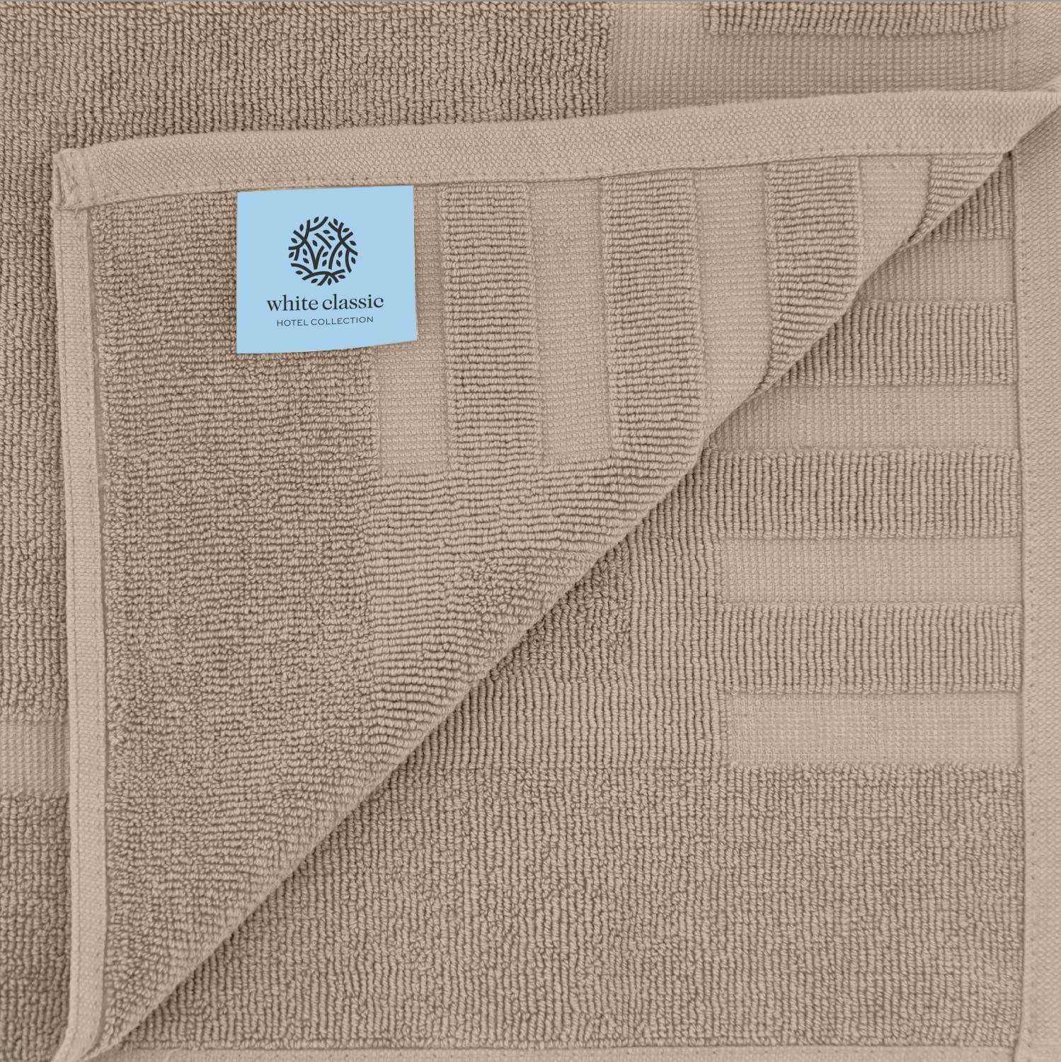 Luxury Bath Mat Floor Towel Set - 100% Cotton 22x34, 2 pack, Taupe