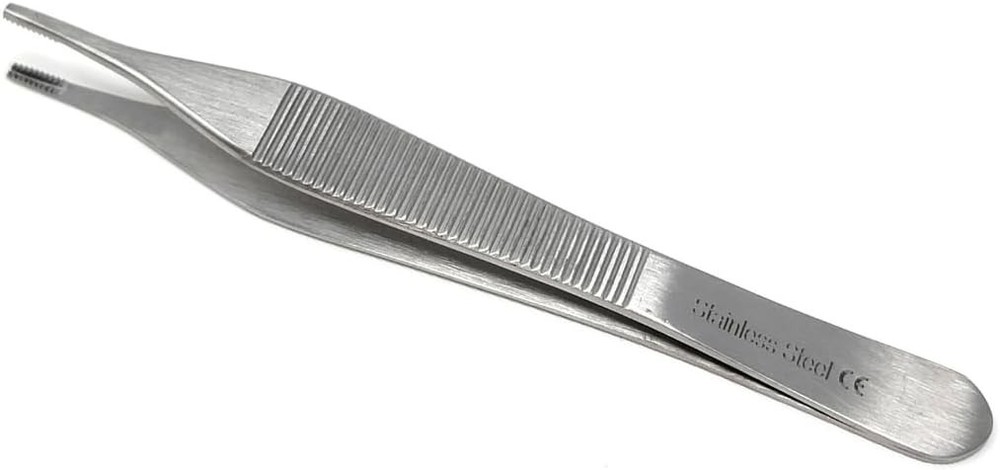 Adson Forceps 1×2 Rat‑Tooth Tissue Forceps, Brown & Adson Dressing Forceps-STR