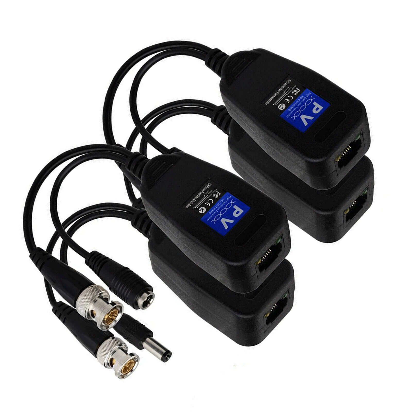 10PC CCTV Coax BNC Video & Power Balun Transceiver to CAT5e 6 RJ45 Connector9VKs