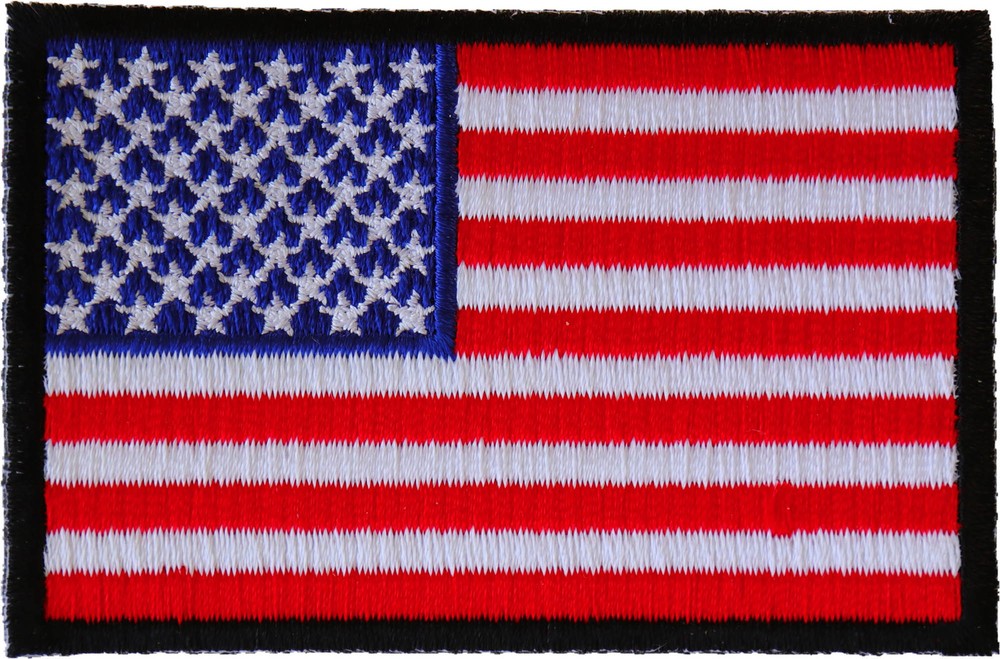American Flag Patch with Black Borders- 3x2 inch - P2046B
