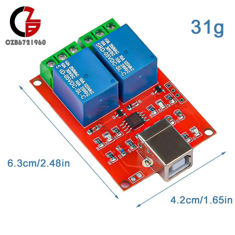 2 Channel USB Relay Module DC 5V Programmable Computer Control For Smart Home