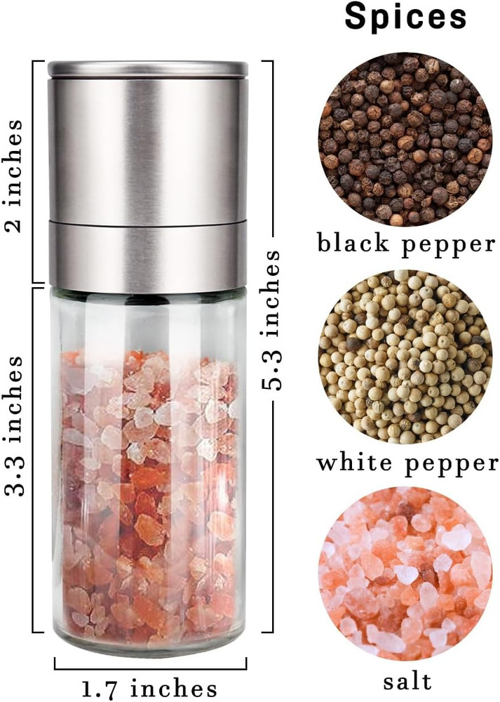 Gulex® Salt Grinder Pepper Mill, Salt Grinder Refillable, Adjustable Coarseness