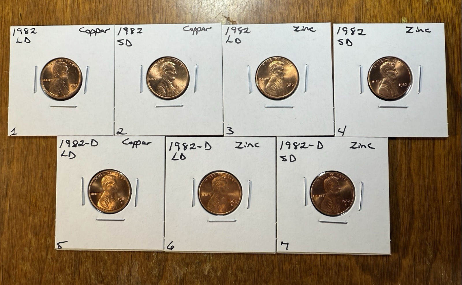 1982 P & D Lincoln Penny Cent Set. All 7 Varieties, UNC! Only A Few Available..