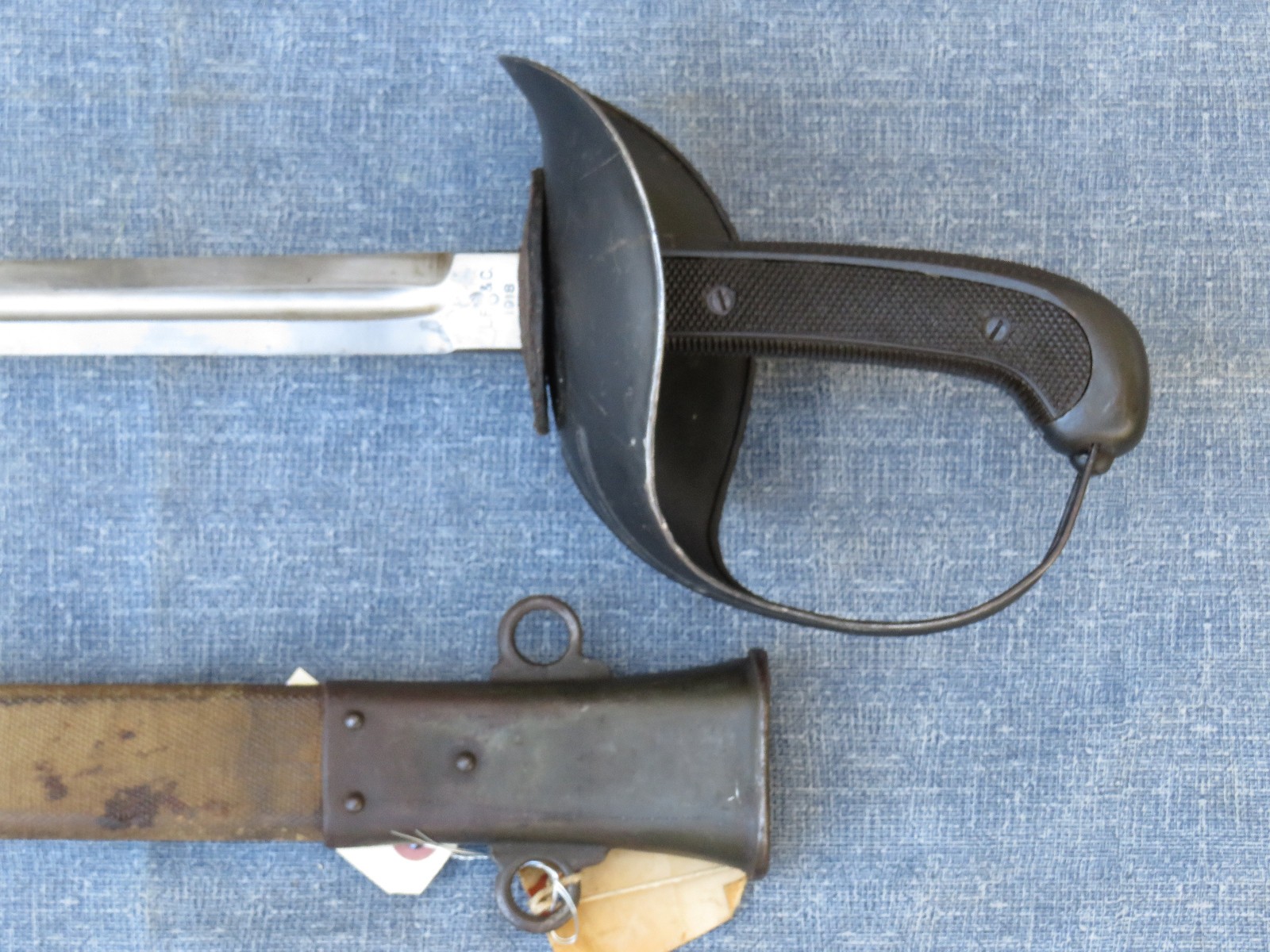 WWI US MODEL 1913 PATTON CAVALRY SWORD w SCABBARD DATED L.F.&C. 1918 EXCELLENT