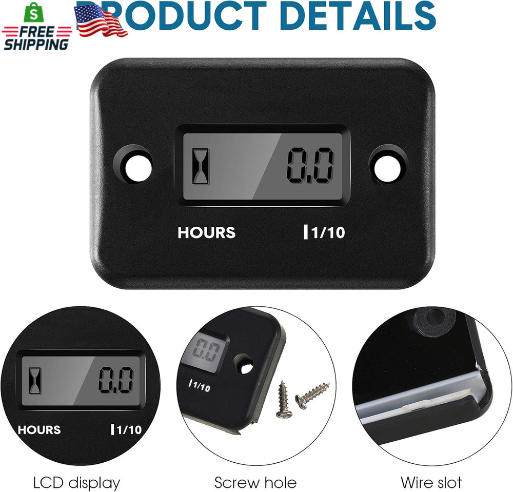 4 Pieces Hour Meters for Small Engines Inductive Digital Engine Meter Automatica