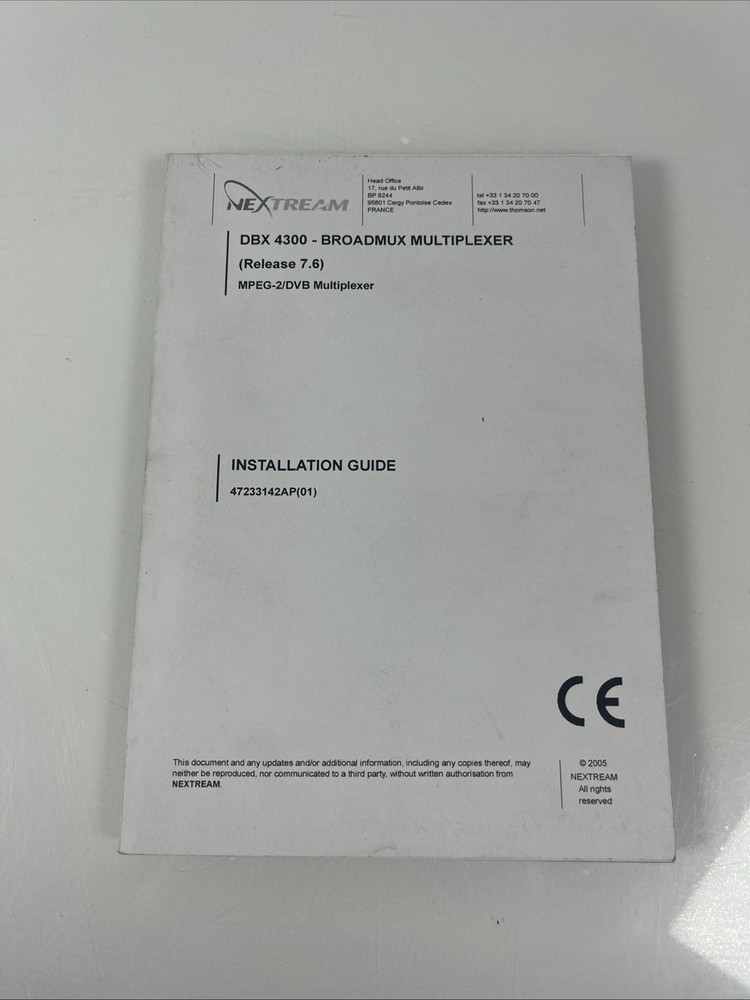 Nextream DBX 4300 Broadmux Multiplexer Installation Guide Manual