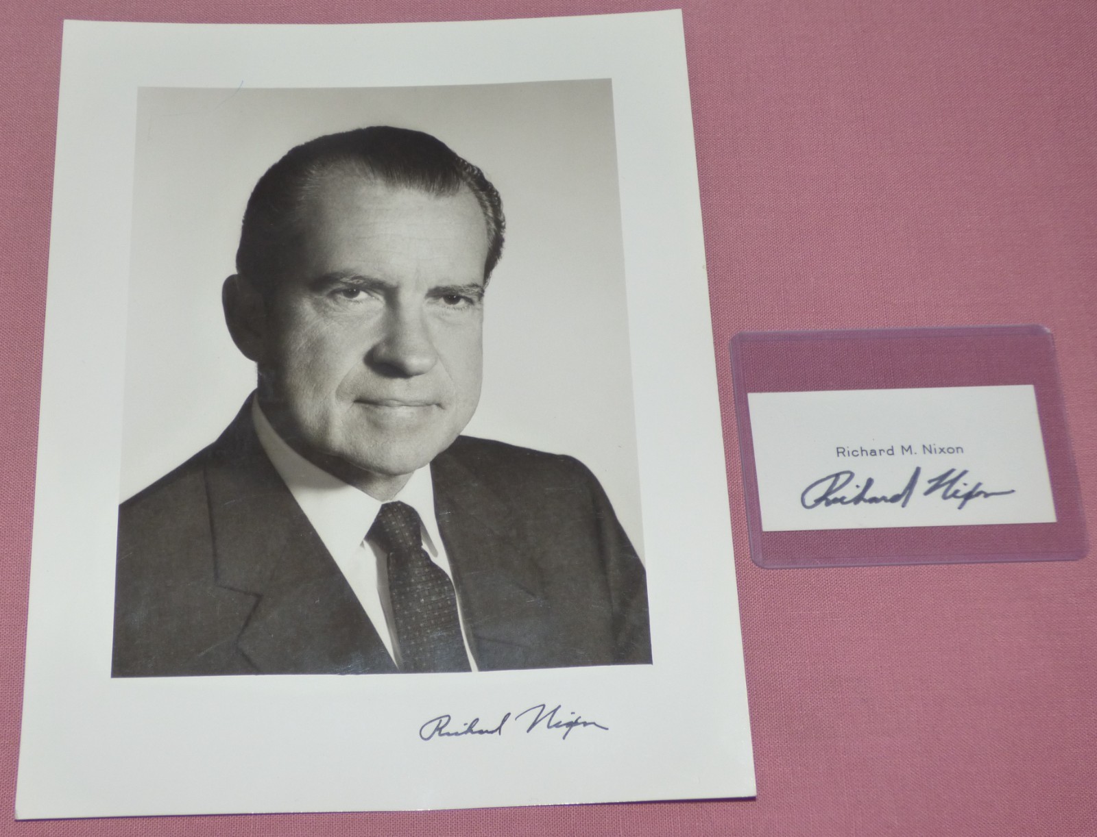 President Richard Nixon Signed Business Card and Official White House Photo
