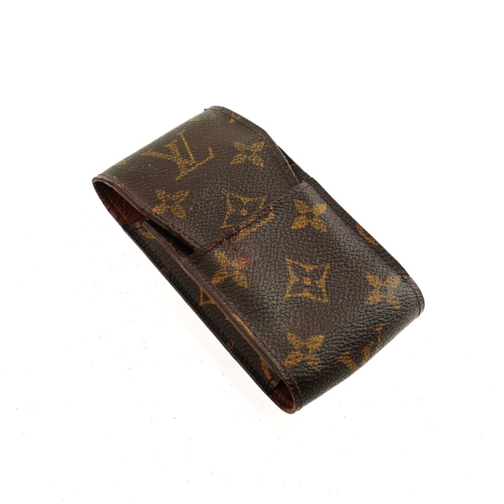 Authentic LOUIS VUITTON LV Monogram Canvas Leather Cigarette Pouch Case