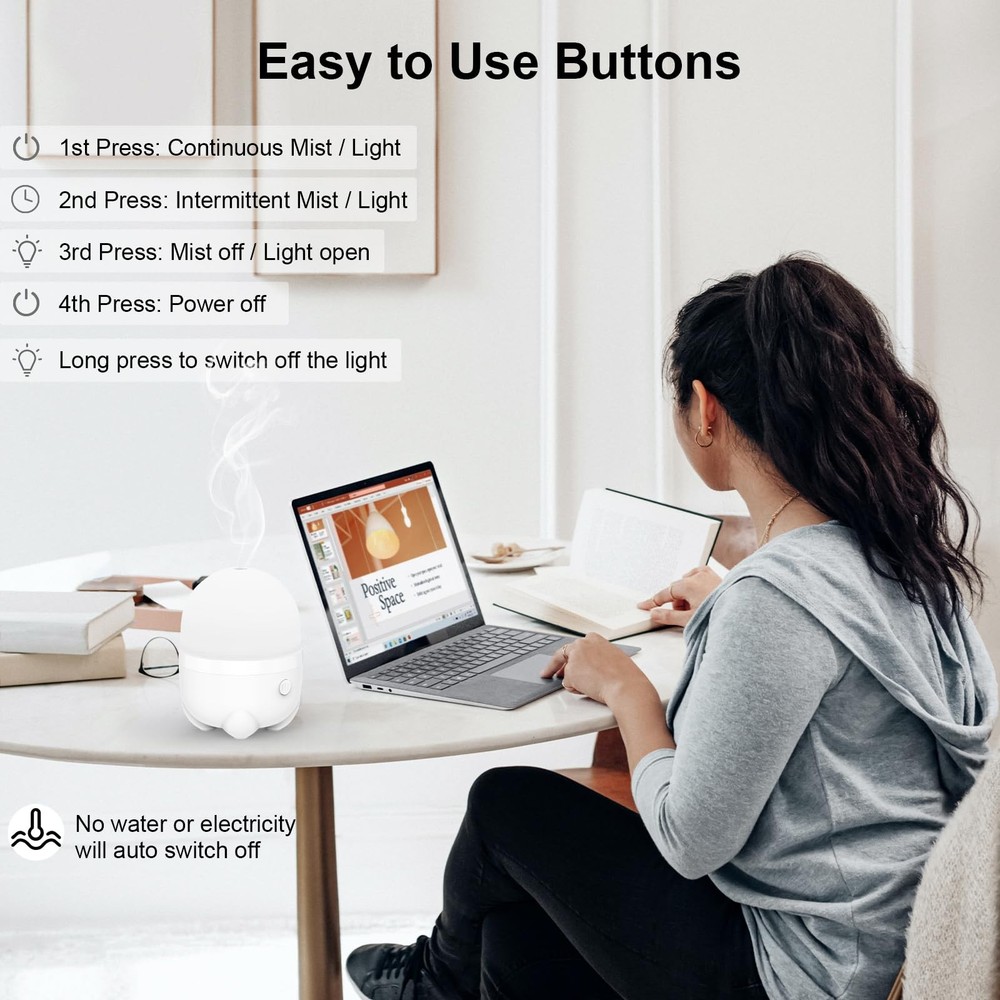 Marchred 150ML Cordless Essential Oil Diffuser, Rechargeable Battery White