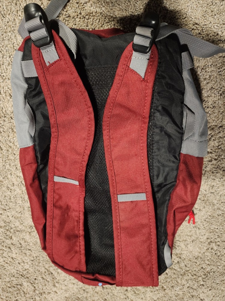 Ozark Trail Red Gray Hiking Daypack Backpack Polyester Padded Straps Pockets