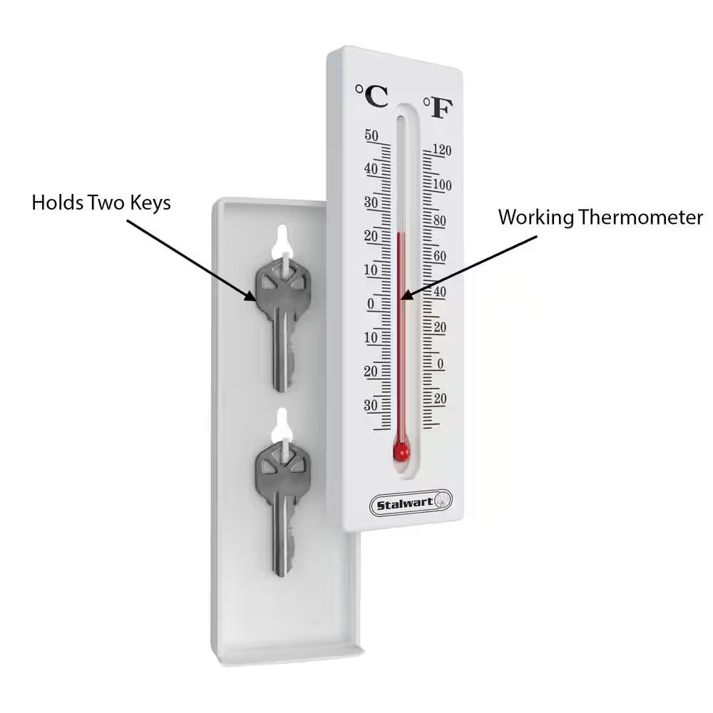 0.03 Cu. Ft. Thermometer Hide Safe Key, White