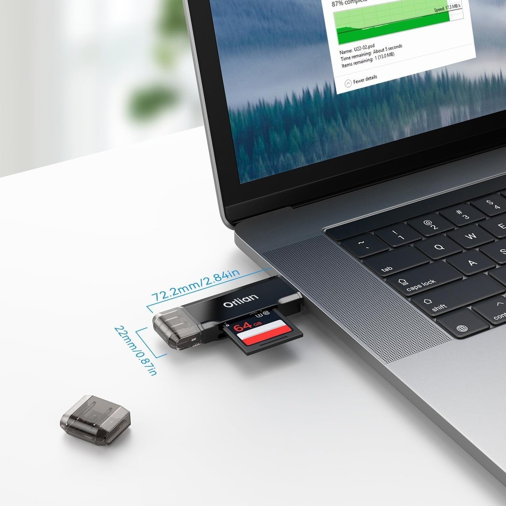 SD Card Reader USB 3.0 Dual A & C to Micro SD/SD Memory Black