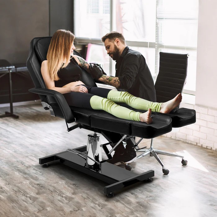 360° Swivel Tattoo Chair, Lash Chair Massage Table with 2 Adjustable Split Legs