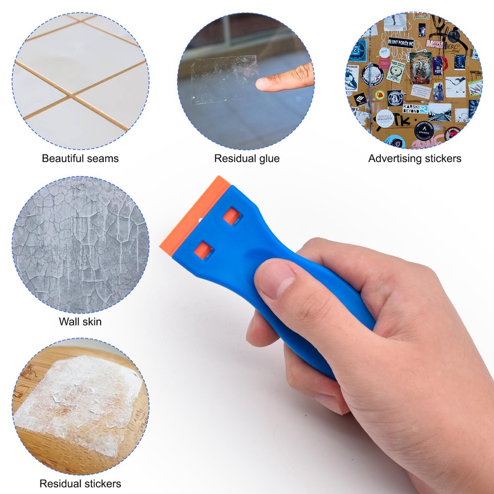 4 Pcs Plastic Razor Blade Scraper and 120 Pcs Blades, Remove Label Decal Tool...