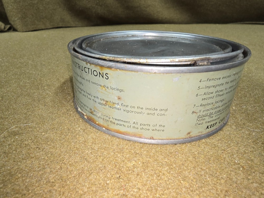 WWII Shoe Impregnite Can with Contents