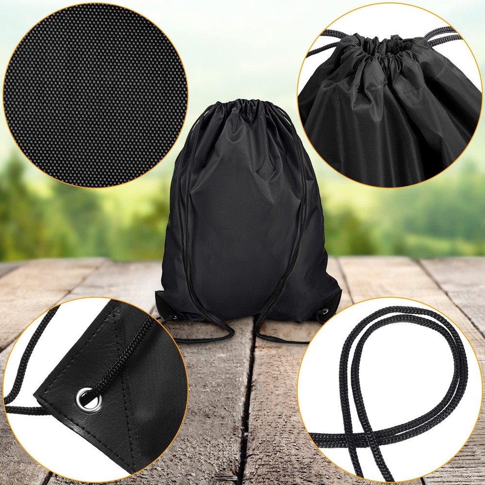 Shappy 60 Pieces Drawstring Bags Backpack Bulk Full Size, Black