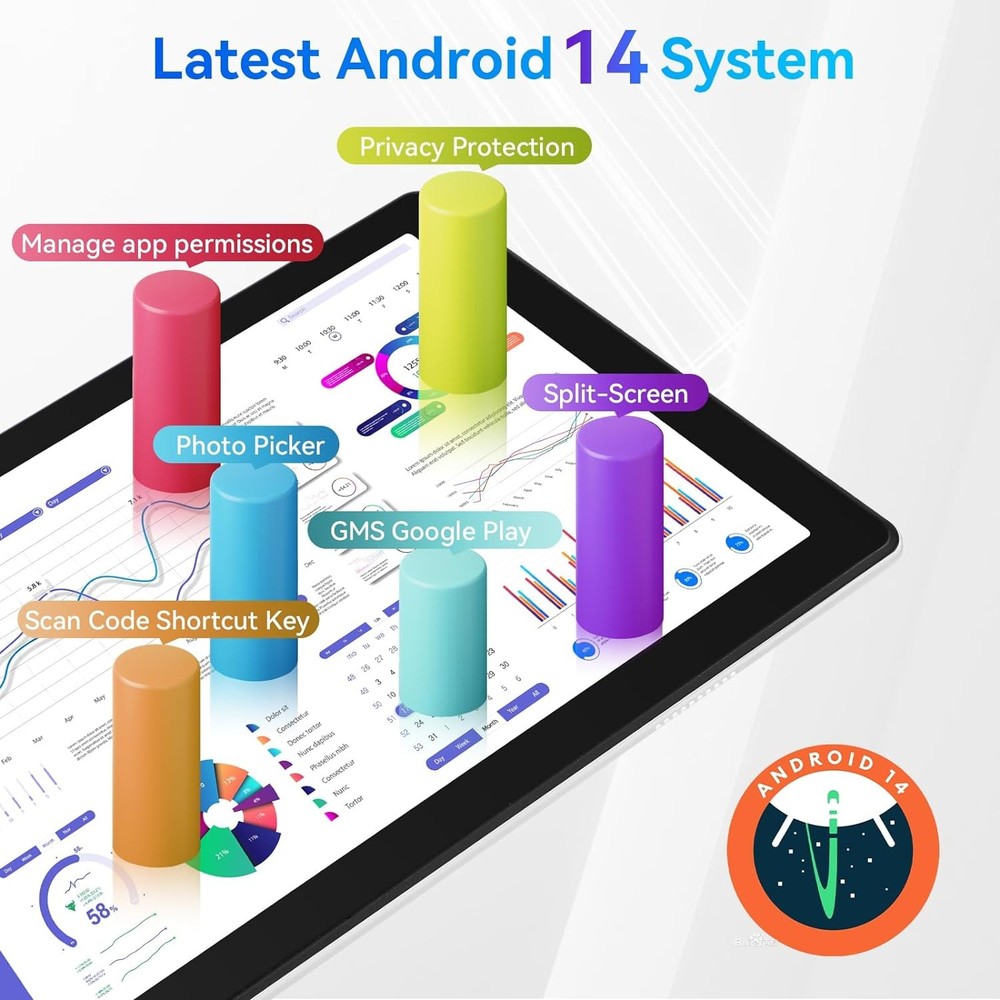 10.1" Android 15 Tablet 20GB RAM,64GB ROM Octa-Core Processor Dual Camera IPS