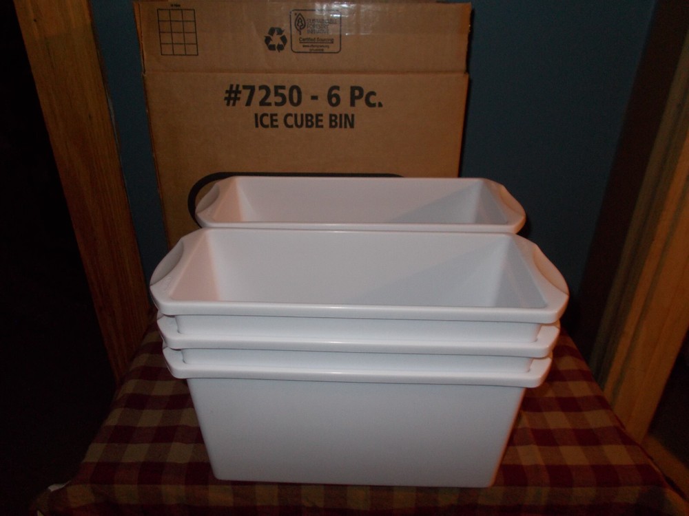 6 pc. Ice Bucket Bin Storage Cube Freezer Stacking Tray White Containers Holders
