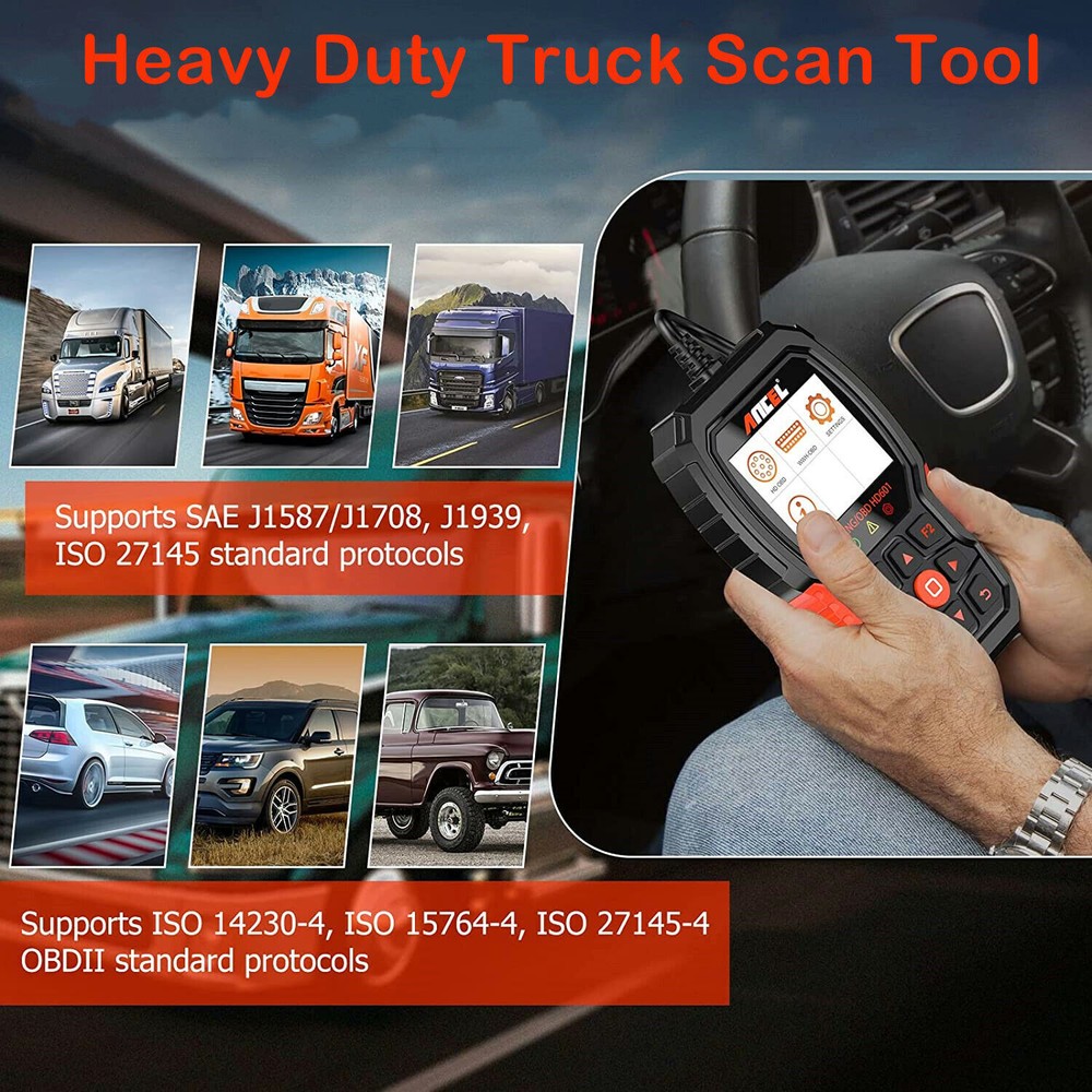 ANCEL HD601 Heavy Duty Truck Diagnostic Scanner Tool Code Reader Reset DPF ABS