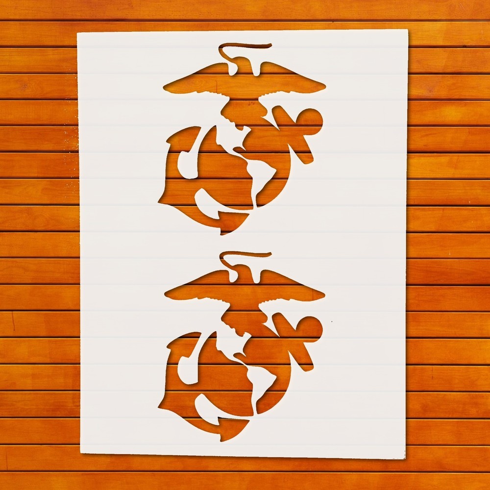 Reusable Plastic Stencil - Marine Corps USMC Eagle Anchor Globe Design, Stencil