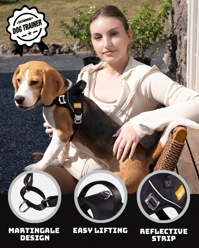 DF No Pull Step-in Martingale Dog Harness, Help Stop Pulling & Chok... Fast Ship
