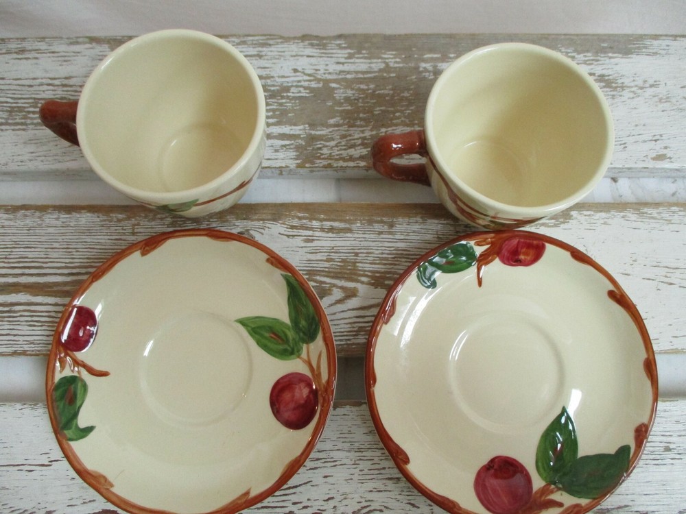 (2) Franciscan USA Cups And Saucers Apple Pattern