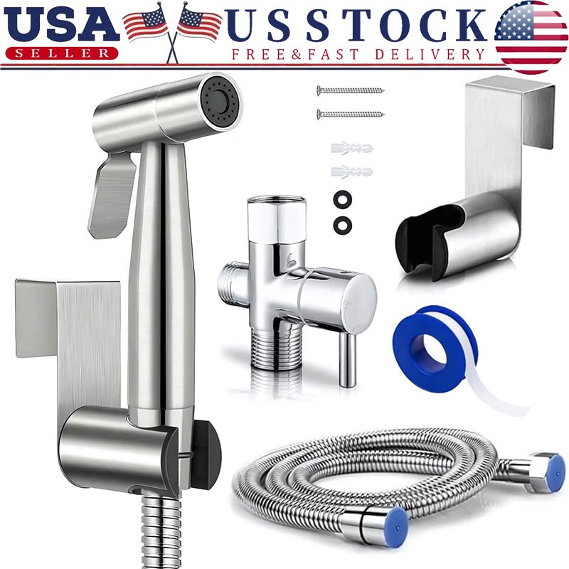 US Toilet Shattaf Adapter Hose Bidet Spray Stainless Steel Handheld Shower Head